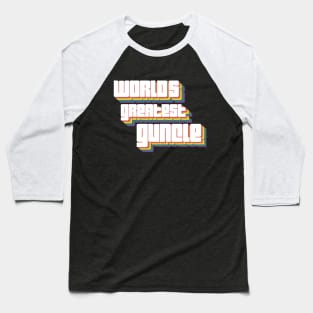 World's Greatest Guncle Rainbow Retro font Baseball T-Shirt